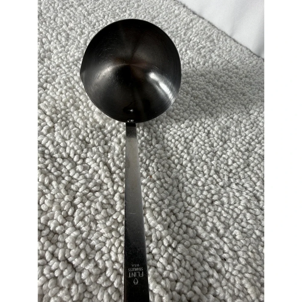Ekco‎ Flint Stainless Steel Soup Ladle Vintage USA Wood Look Handle 12.5 Inch